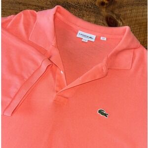 Lacoste Mens Classic Fit Peach Short Sleeve Summer Polo Logo Cotton Size XXL (7)